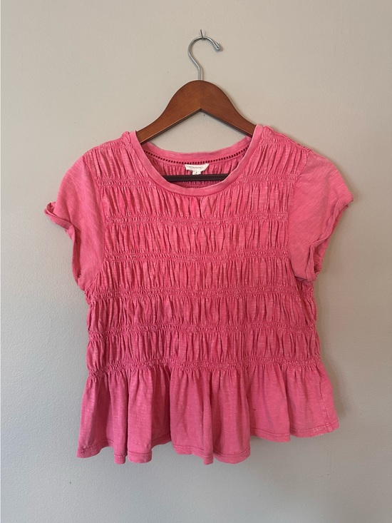 Pilcro Tops - Pilcro Pink Smocked Peplum Tee 100% cotton